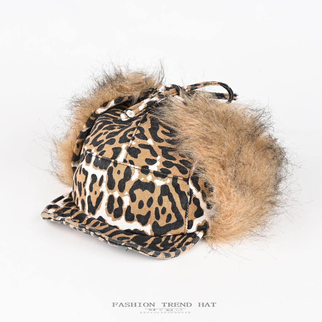 Американская плюшевая шапка с леопардовым принтом, мужская и женская, зимняя, теплая и холодная, для активного отдыха, для велоспорта, шапка-пилот с ушами