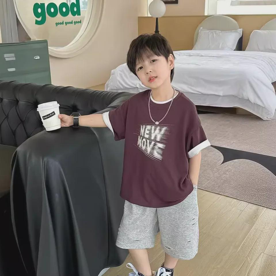 Летние футболки для мальчиков в корейском стиле 2025: Модные, удобные детские топы с коротким рукавом и принтом