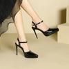 Spring New T-straps High Heel Leather Sole Pointed Party Women's Sandals Ladies Thin Heels Pumps Women Shoes
