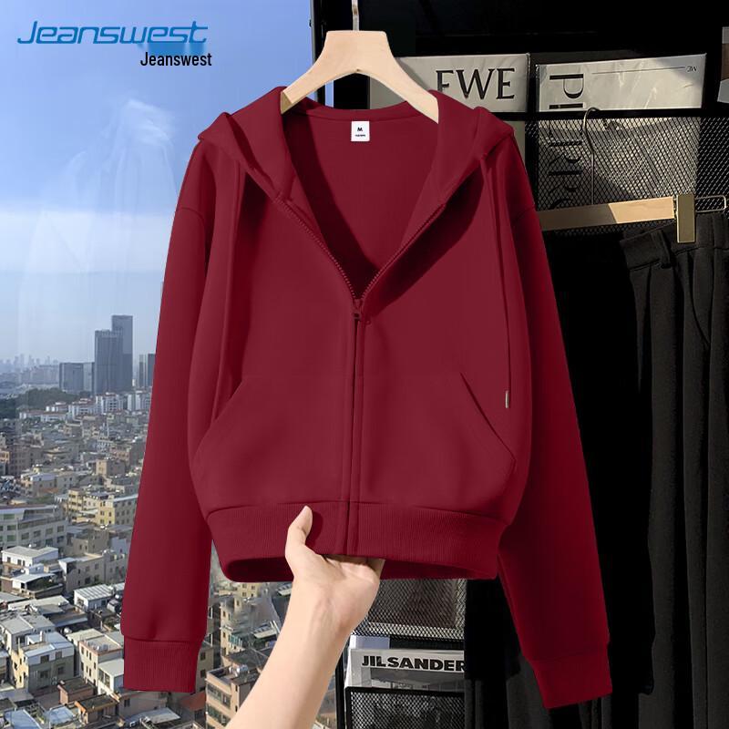 JEANSWEST Women's Loose Hooded Zip-Up Sweatshirt