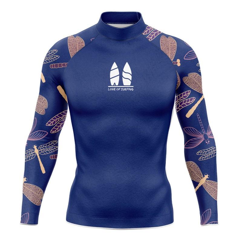 Mens UPF 50 Rash Guard Long Sleeve Swimwear Quick Dry Compression Surf Suit