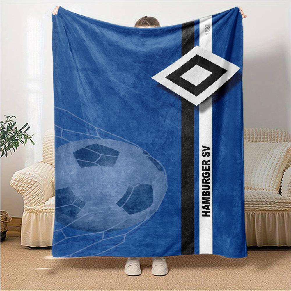 Hamburger Sv Logo Print Flannel Blanket High Quality Warm Comfortable Cover for All Seasons Perfect for Gifts Home Decor