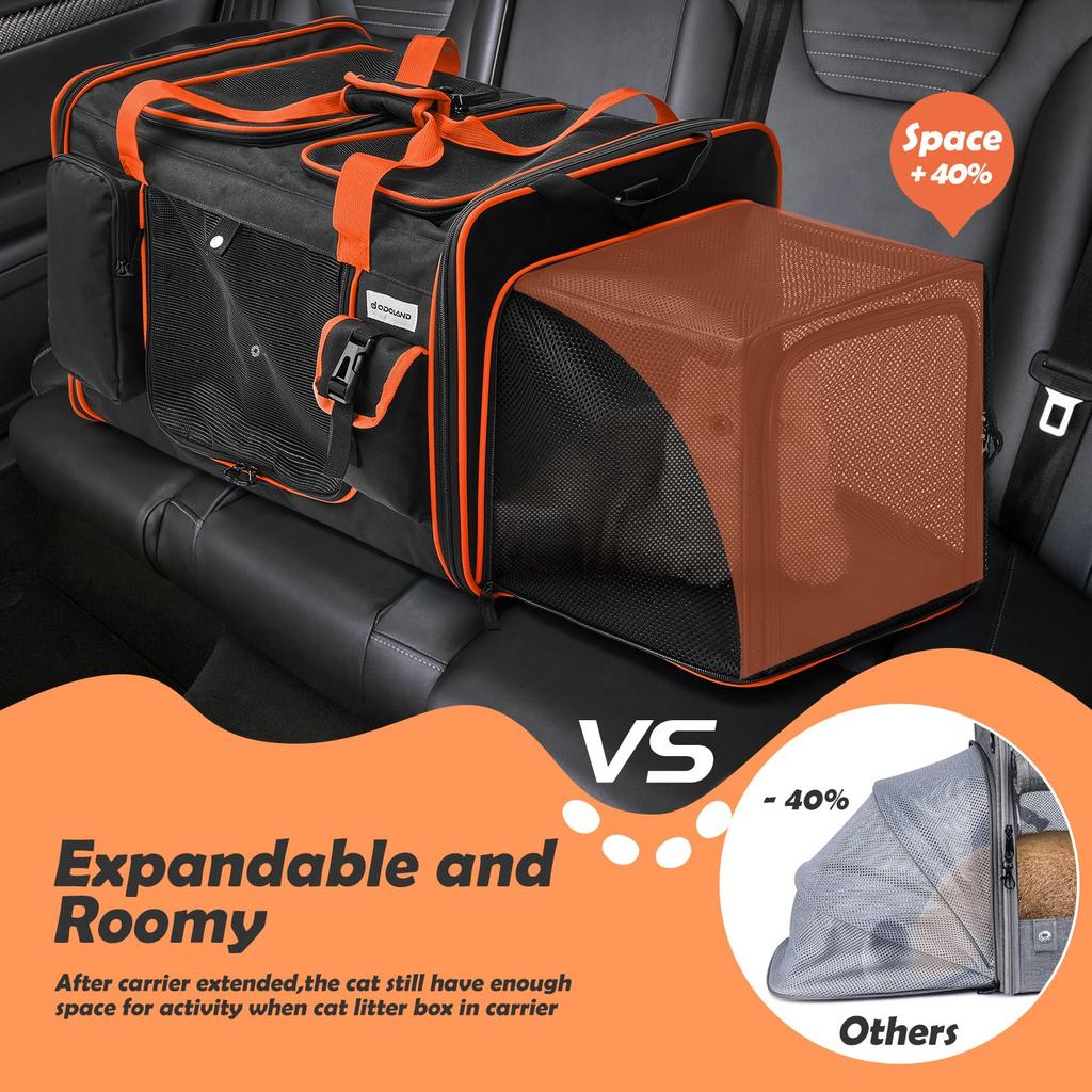 Odoland Extra Large Pet Carrier with 60cm 25cm for 2 Includes Cat Litter Removable and Food Suitable for Dogs and Travel Carrier Bag for Preparedness
