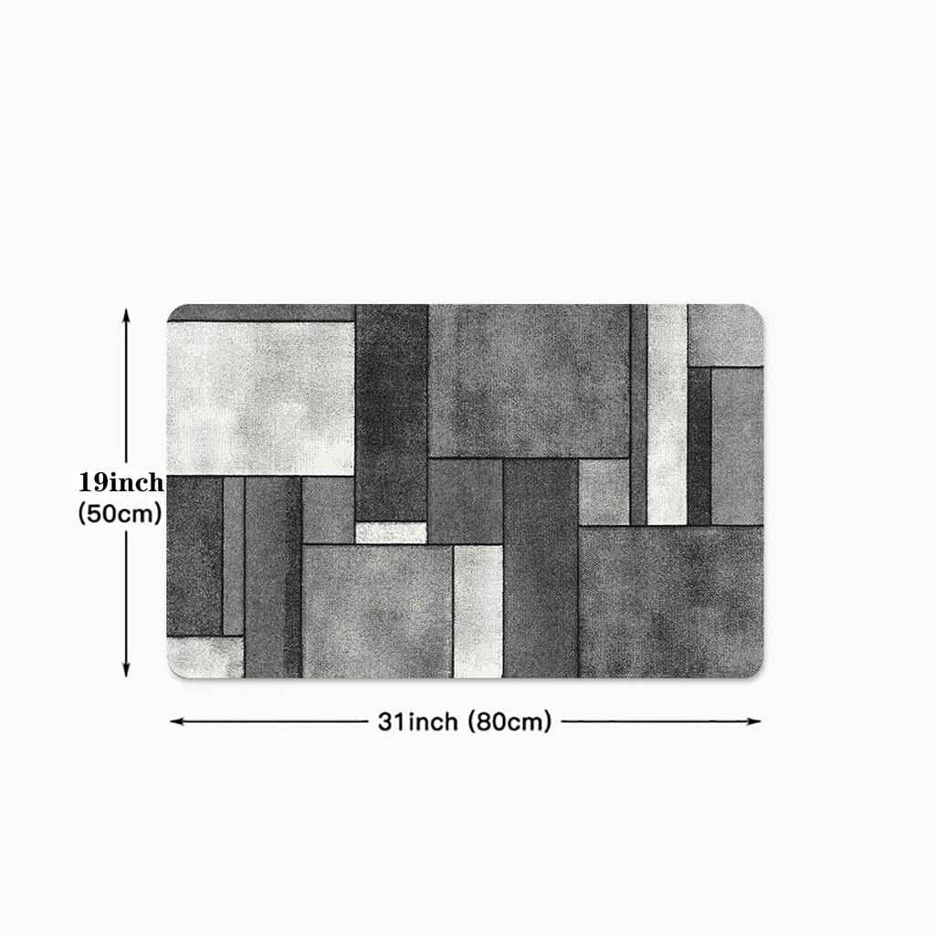 1 шт. простой серый и белый кухонный коврик с геометрическим рисунком, мягкий утолщенный кухонный коврик, водонепроницаемый нескользящий маслостойкий напольный коврик, коврик для бега