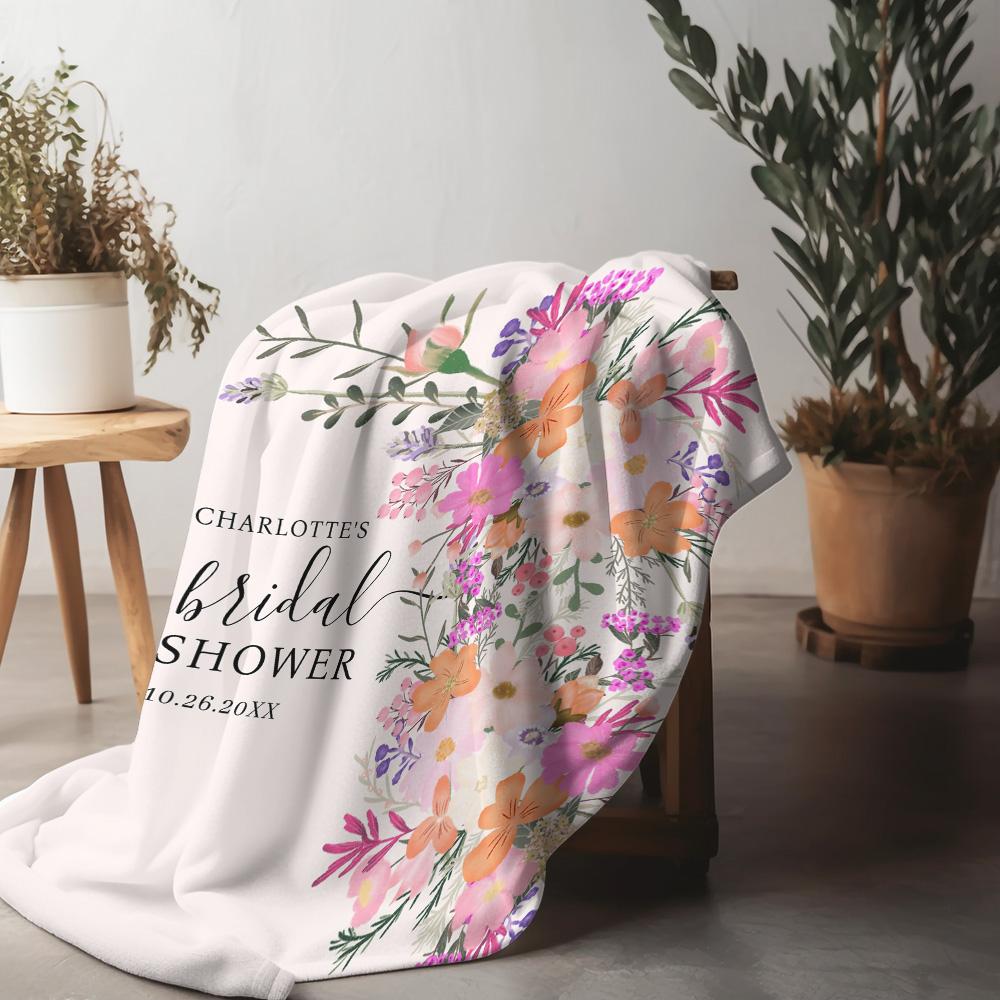 Floral Print Fleece Blanket - Soft Warm Throw Blanket for Women Girls Sofa Bed Decoration Gift