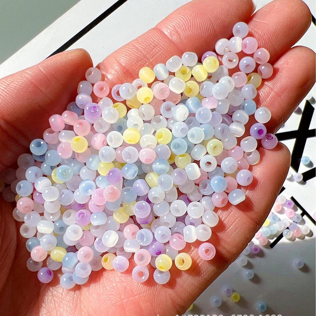 Бусины из жада «кошачий глаз» 4 мм, ледяной стекловидный, для изготовления украшений своими руками