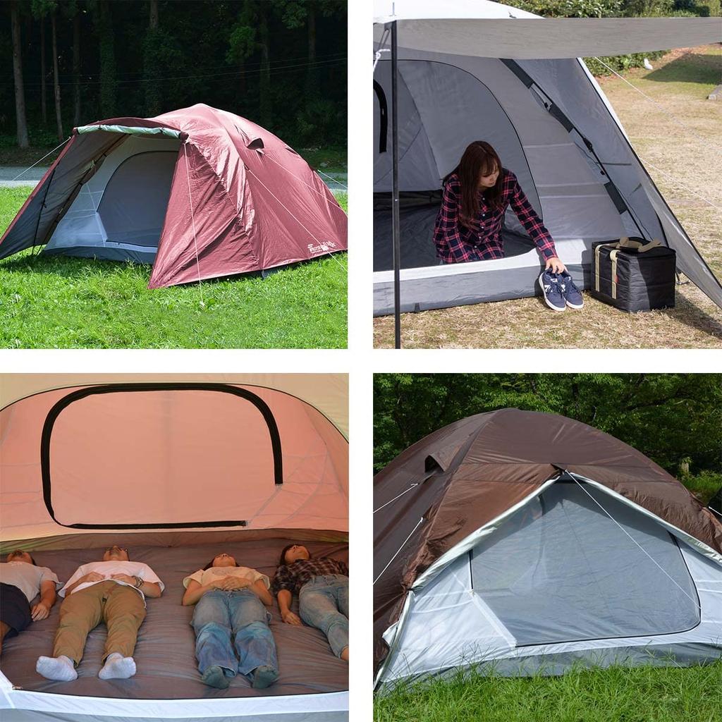 FIELDOOR Tent 300 Ground Sheet Large Person Dome Tent Camping Tent Easy Setup Pull the UV Water Silver Canopy Easy Setup One-Touch [Light Beige] & -