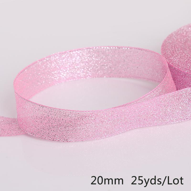 25 ярдов металлическая лента из органзы для украшения свадебной вечеринки, подарочная упаковка, рождественские ленты