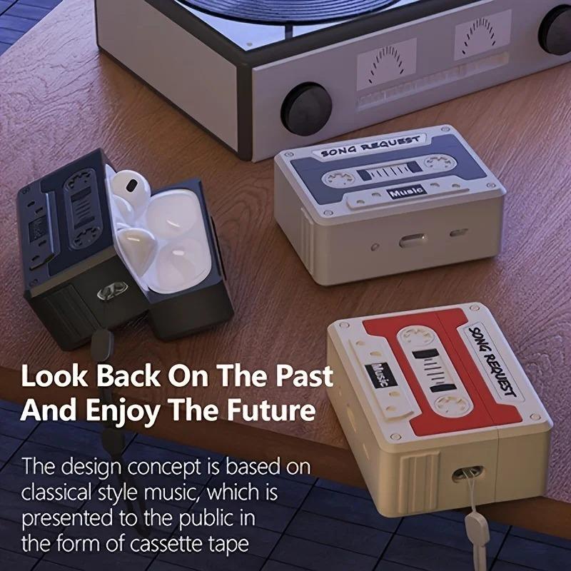 Креативный 3D чехол для наушников в форме кассеты для AirPods 4 2024, беспроводной чехол для наушников для AirPods Pro 2, зарядный бокс для AirPods 3