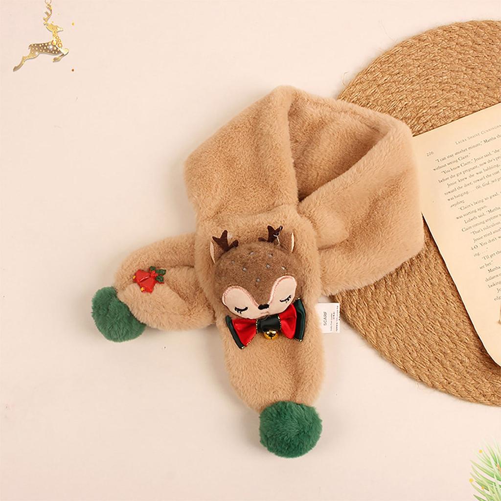 Детский бархатный милый бархатный шарф с рисунком в рождественском стиле, шарф с оленем