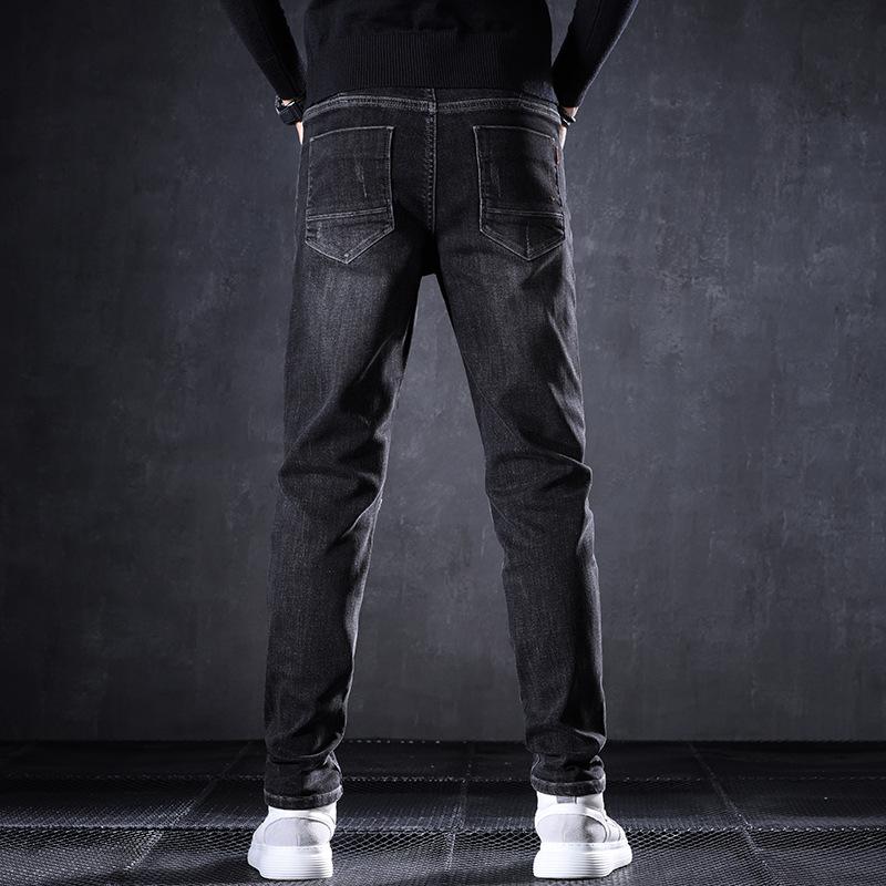 Осенне-зимние джинсы мужские прямые свободные зимние мягкие и утолщенные новые тонкие повседневные длинные брюки