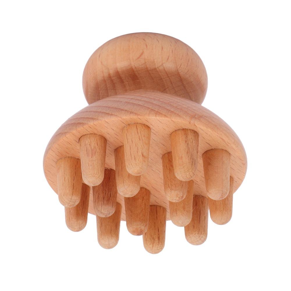 Ergonomic Handle Manual Massage Tool Mushroom Shape Wooden Massager Scalp Massager  Full Body Use