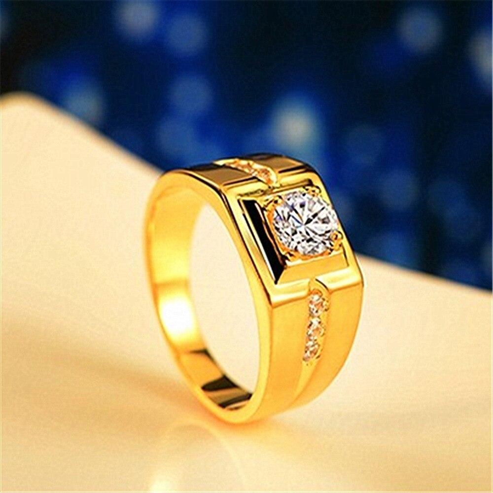 Мужское кольцо, хит продаж, ювелирные изделия, золотое властное квадратное кольцо с цирконом, темпераментное модное кольцо