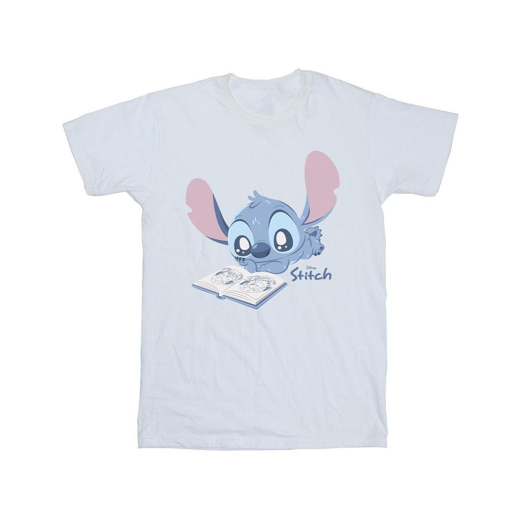 Lilo & Stitch Mens Reading Lying Down Cotton T-Shirt