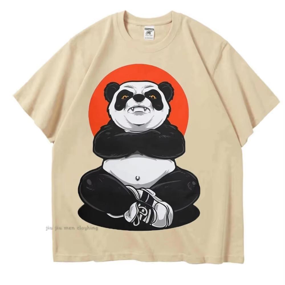 Indignation Panda Printing Мужские футболки из хлопка с коротким рукавом, дышащие топы, летние мужские футболки в стиле Харадзюку, свободные футболки