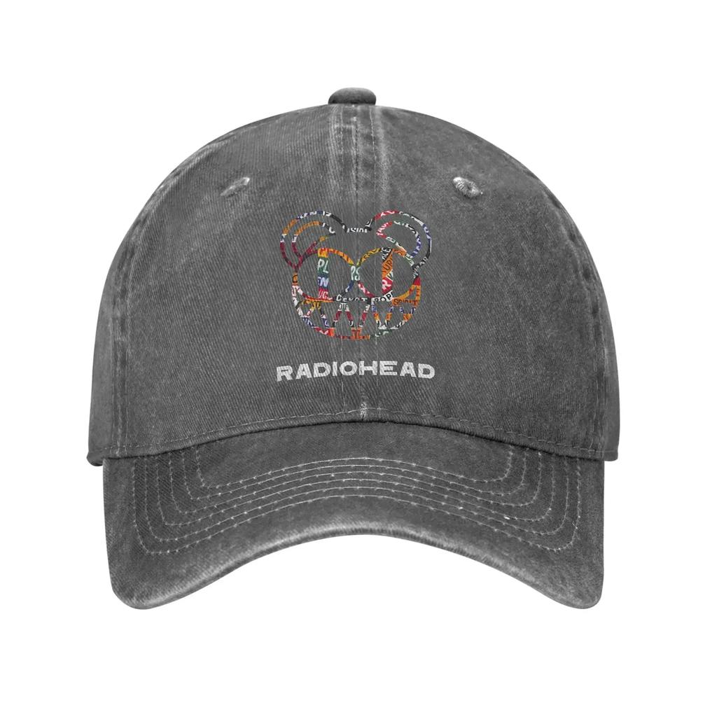 Unisex Radiohead logo Print Hat Vintage Distressed Denim Washed rock band music Fans Baseball Cap Adjustable
