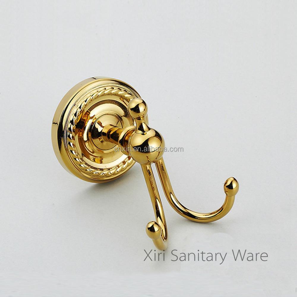 Wall Mounted Gold Plating Robe Hook Brass Bathroom Accessories Clothes Hangings XR-GZ-9001K