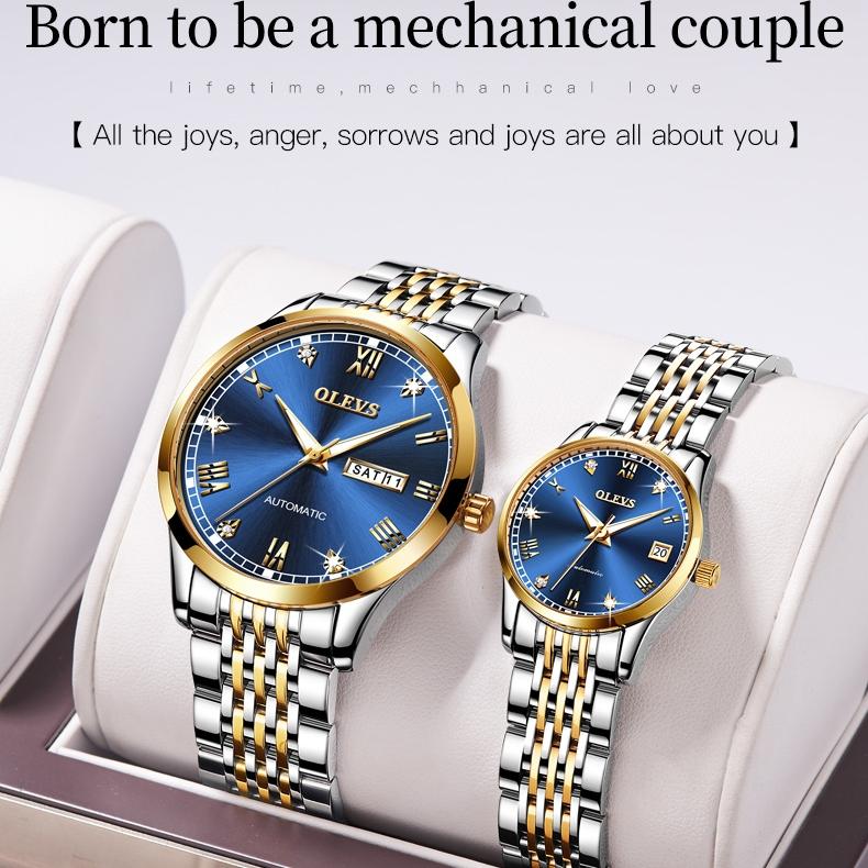 OLEVS Брендовые часы, простые водонепроницаемые механические часы, подарочные часы для мужчин и женщин, мужские часы