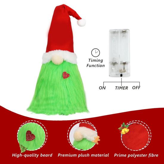 Green Gnome Christmas Tree Topper Plush Xmas Elf Tree Topper Decoration for Christmas Tree Holiday Home Decor