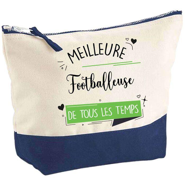 Pochette fond bleu Meilleure Footballeuse de tous les temps - Cadeau - Anniversaire Trousse Maquillage Grand Format