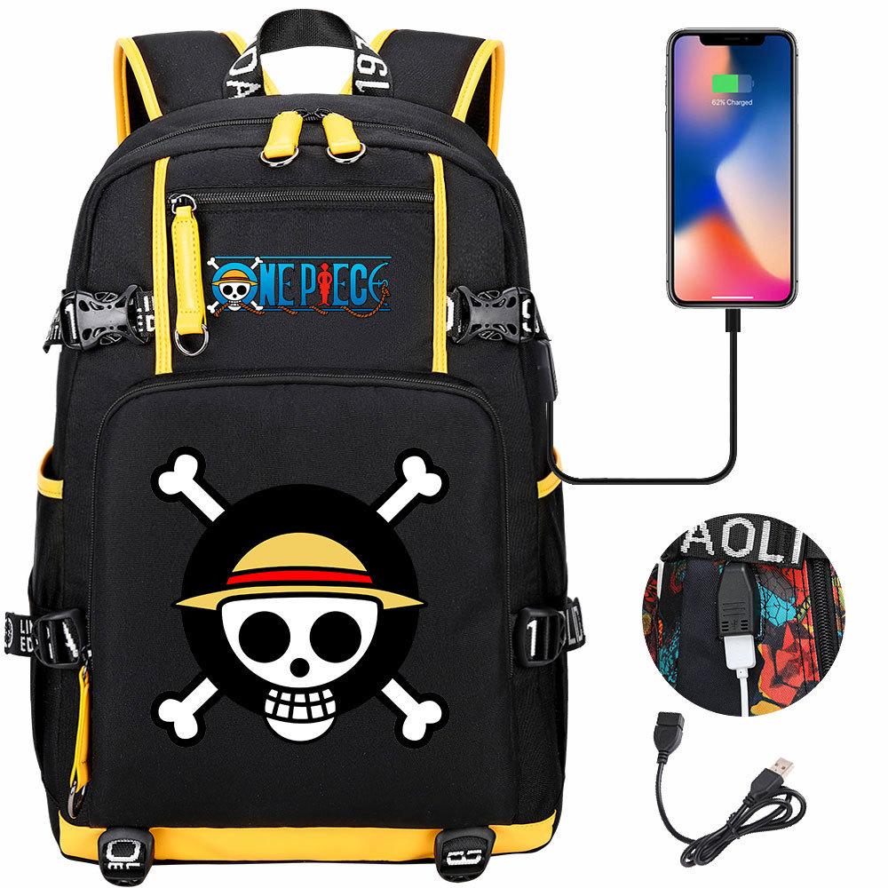 Anime Skull Print Large Capacity Backpack for Teens Students Casual Travel Daypack Lightweight Waterproof