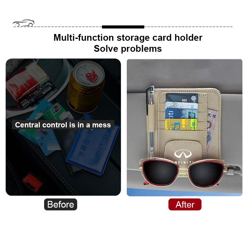 Car Sun Visor Organizer Multi-Pocket Card Glasses Storage Holder Car Accessories for Infiniti Q50 G37 QX70 FX35 Q60 Q30 QX60 JX UU555