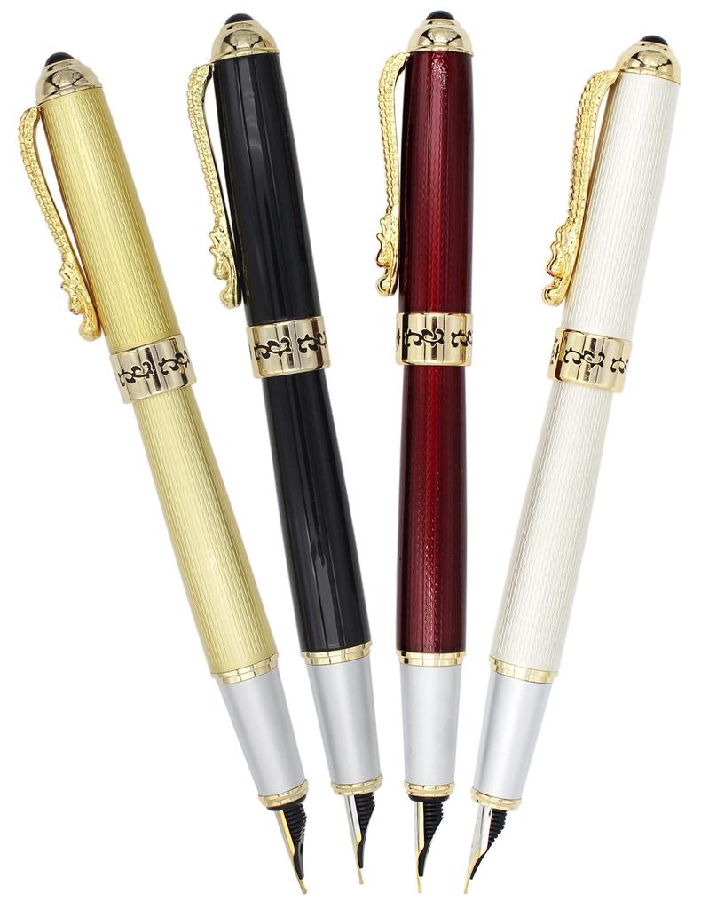 Gullor Перьевая ручка с чернилами Золотой дракон Представительская Плавная Тонкое черное Конвертер, Зажим, Ручка, Письмо, Перо,
