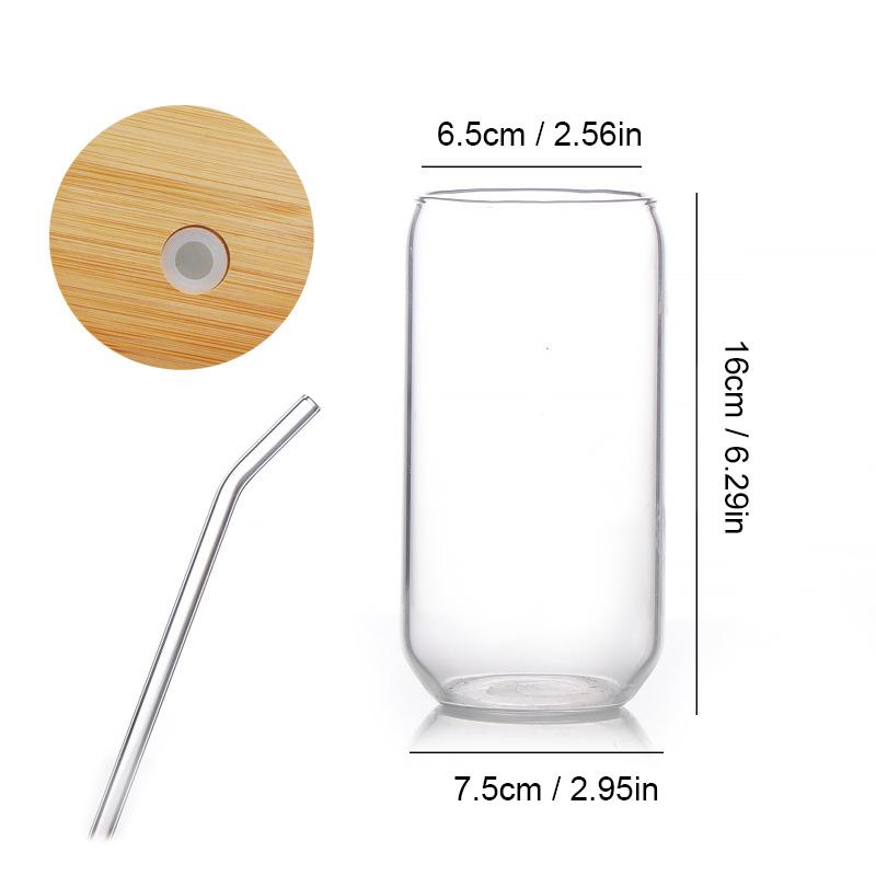 18,6 унций стаканы для питья с бамбуковыми крышками и стеклянными трубочками в форме банок, пивные бокалы, симпатичные стаканы для кофе со льдом, 1/4 шт.