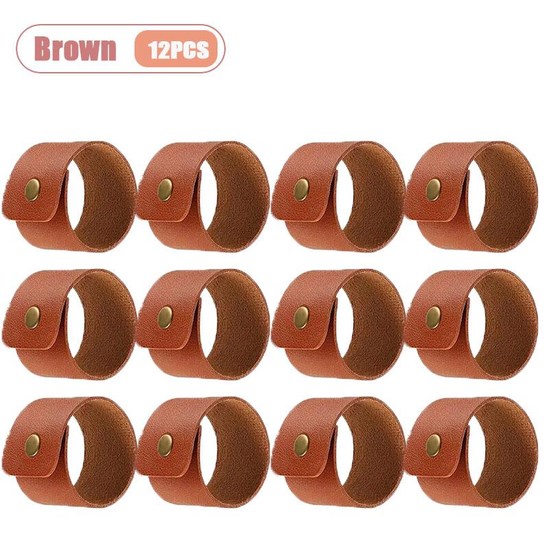 Xiaomi 6-36PCS Classic Brown Leather Napkin Rings with Vintage Buckle Rustic Table Decor for Wedding Fall Dinner Holiday Home Kitchen