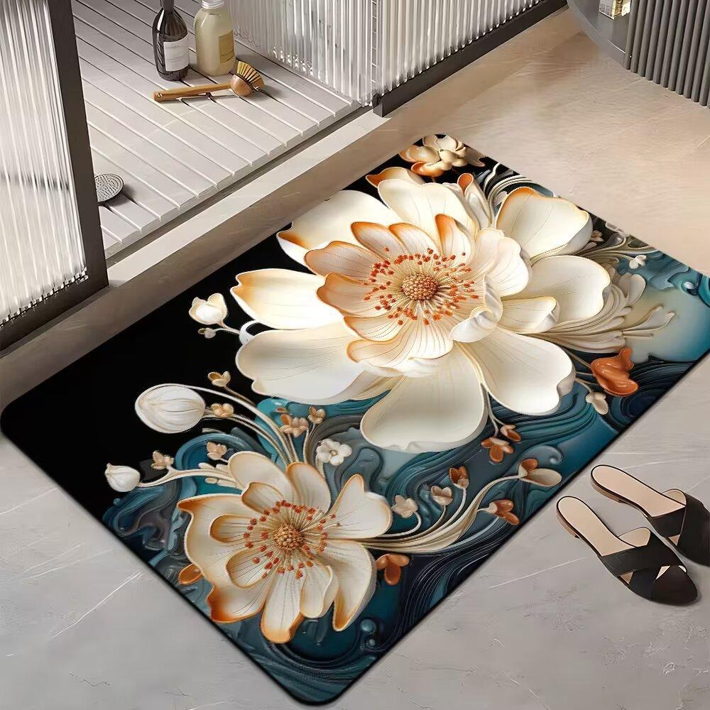 Ins Light Luxury Home Коврик для ванной комнаты Впитывающий нескользящий Простой в уходе Мягкий коврик для двери ванной комнаты Быстросохнущий коврик