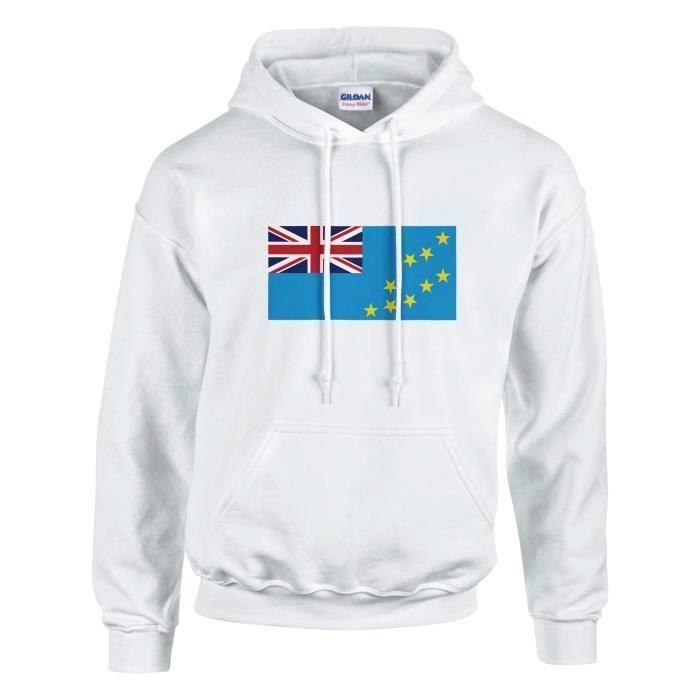 Sweat À Capuche - PIXELFORMA - Drapeau Des Tuvalu - Blanc - Manches Longues - Col Capuche