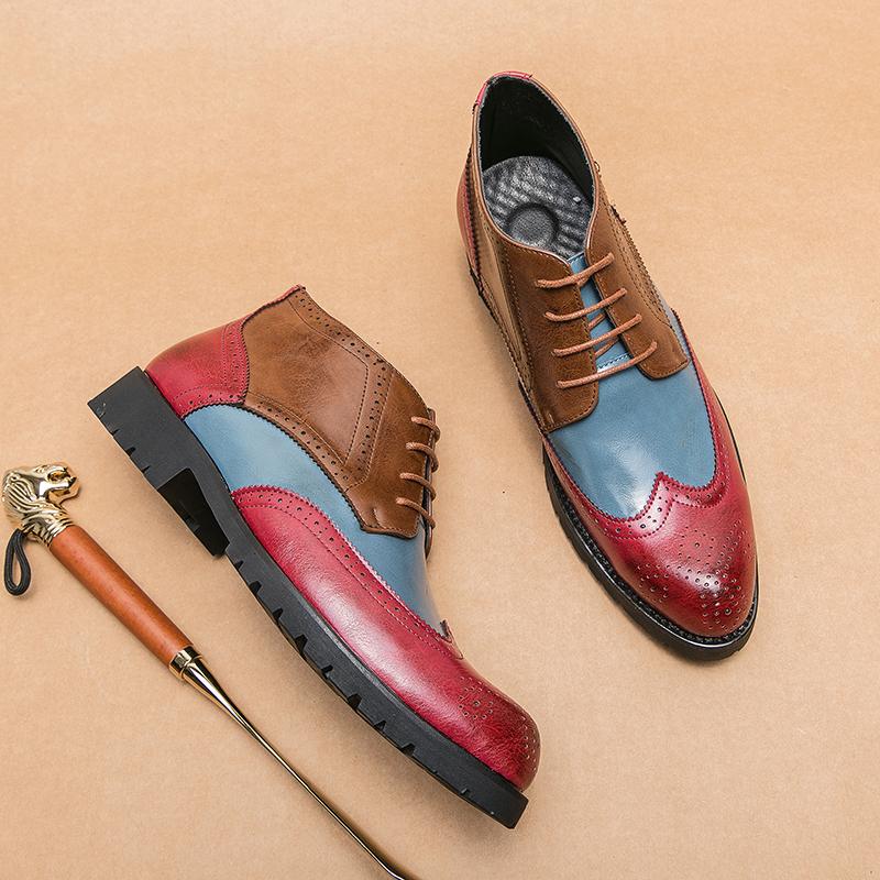 Горячие продажи мужские ботильоны зимние модные цветные высокие ботинки мужские деловые короткие ботинки ретро красные