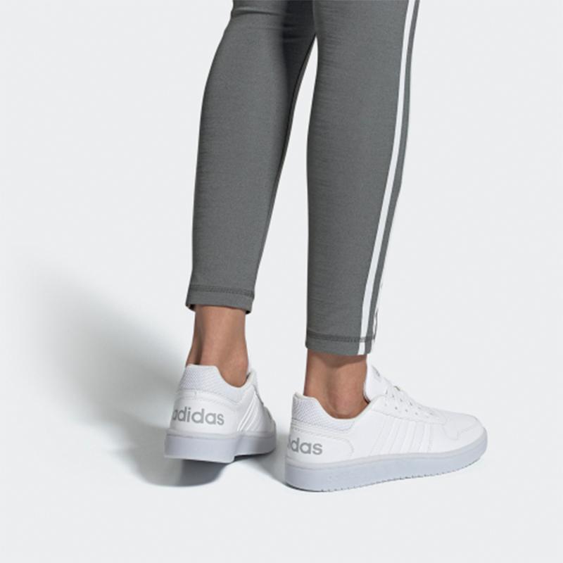 Adidas Neo Hoops 2.0 Non-Slip Durable Low-Top Skate Shoes Women Sneakers White EE7896