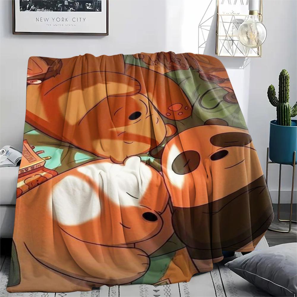1PC We Bare Bears Print Flannel Blanket, High quality Comfortable for All Seasons, Home Decor, Warmth and Comfort, Perfect for Christmas Gifts244