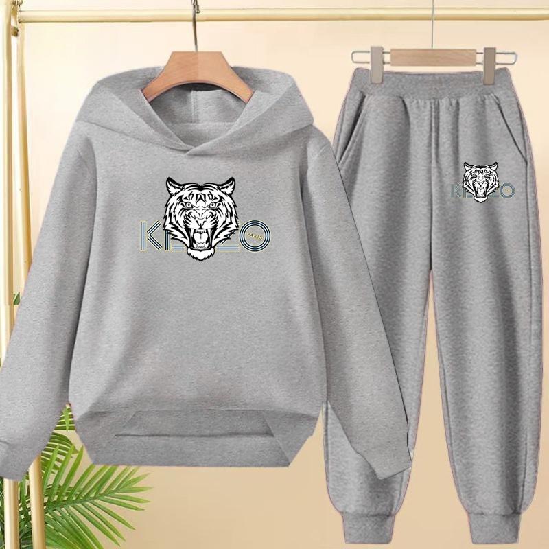 Children's 3-12Yrs Tiger print Pullover Hoodie Boys Girls Toddler Sweatshirt+Trousers Casual Fashion Charming Sports Jogging Set