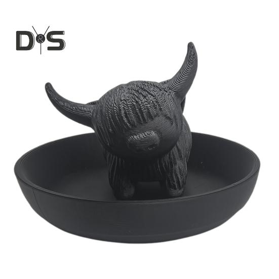 Держатель для кольца коровы Хайленд, мини-блюдо для кольца коровы Хайленд, пластиковая статуэтка крупного рогатого скота, подставка для ювелирных изделий на годовщину свадьбы, помолвку, подарок