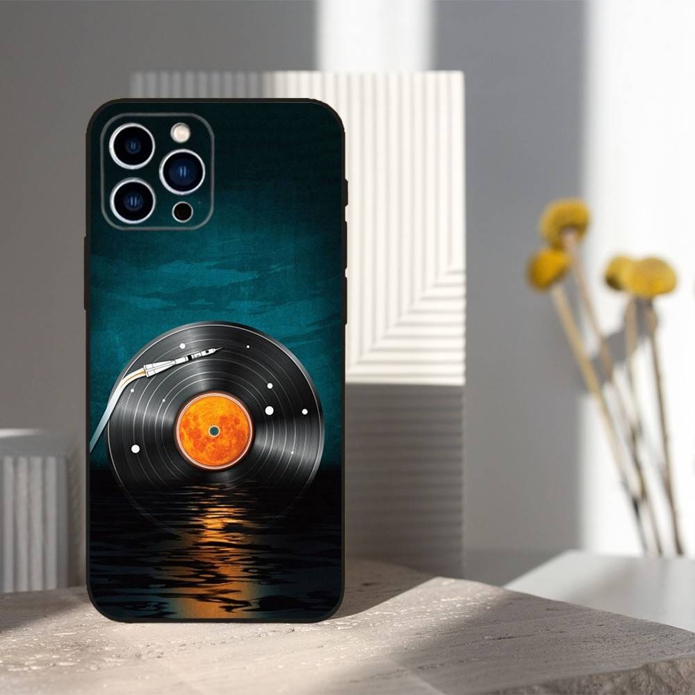 Vinyl Record DJ Art For iPhone 13,16,11,14,17,12,15,Plus,Pro Max,XS,X,XR,SE,Mini,8,7,Phone Case Soft Silicone Black