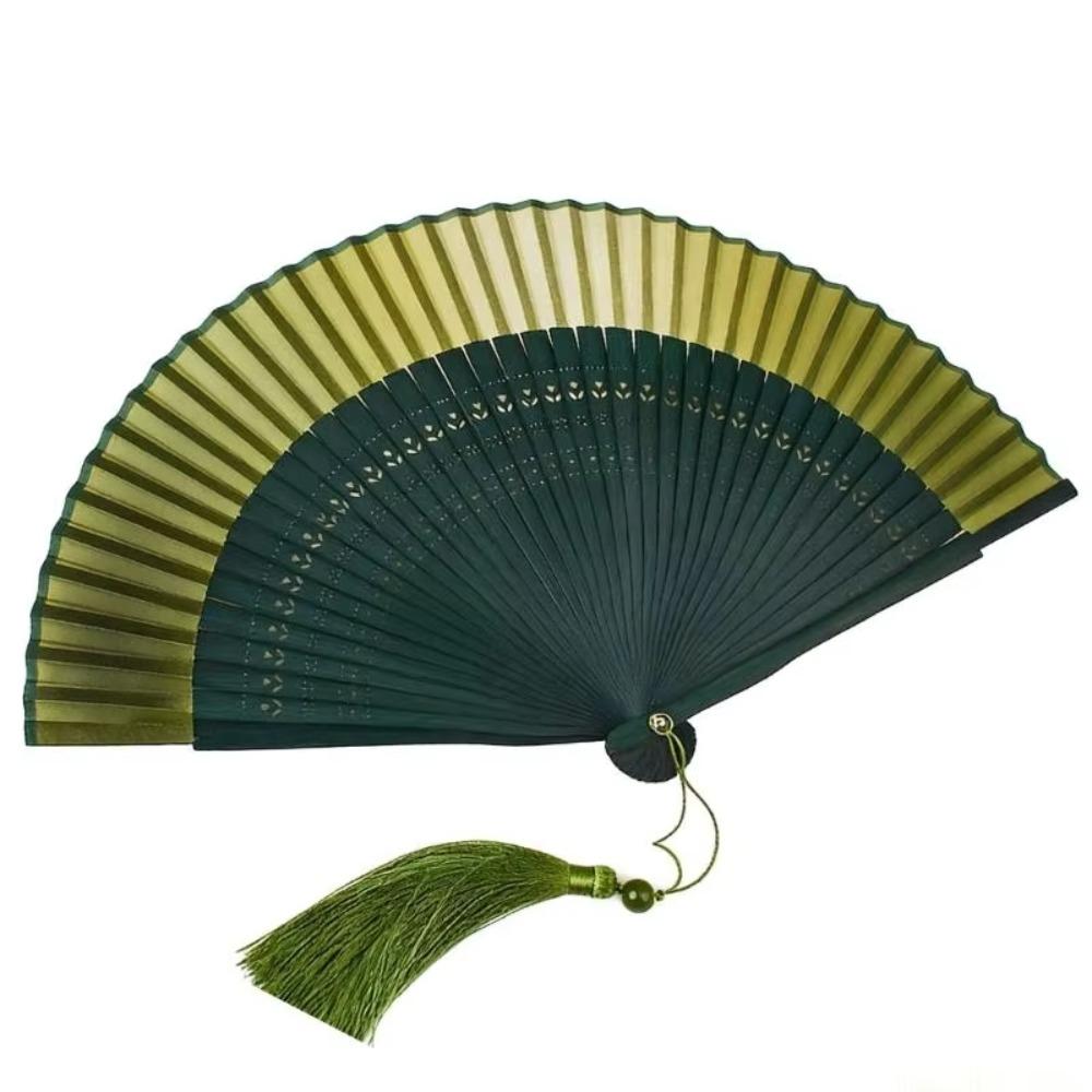 Gradient Color Retro Hand Fan Portable Dance Fan Chinese Style Bamboo Folding Fan Gift Giving
