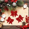 1/2Pcs Glitter Bows Christmas Tree Bowknot Ornaments Party Xmas Decoration Home Room Happy New Year Navidad 2025 Decoration