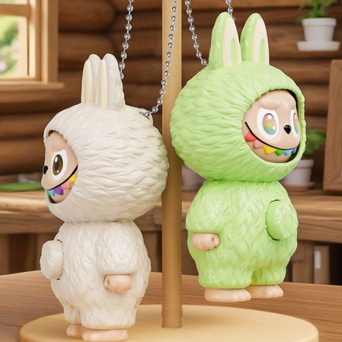 Internet Celebrity Labubu Cartoon Toy Pendant, Face Changing Keychain Figurine Decoration, Creative and Cute, Super Cute