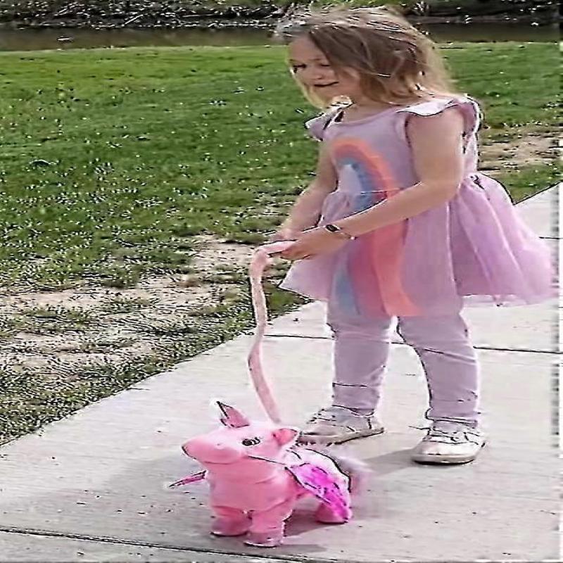 Unicorn Leash Angel Horse Doll Walking And Singing Electric Plush Toy Childrens Gift
