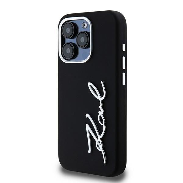 Etui do iPhone 15 Pro Karl Lagerfeld Silicone Metal Logo Czarne