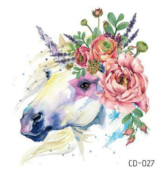 Водонепроницаемые детские забавные наклейки-татуировки с единорогами и животными