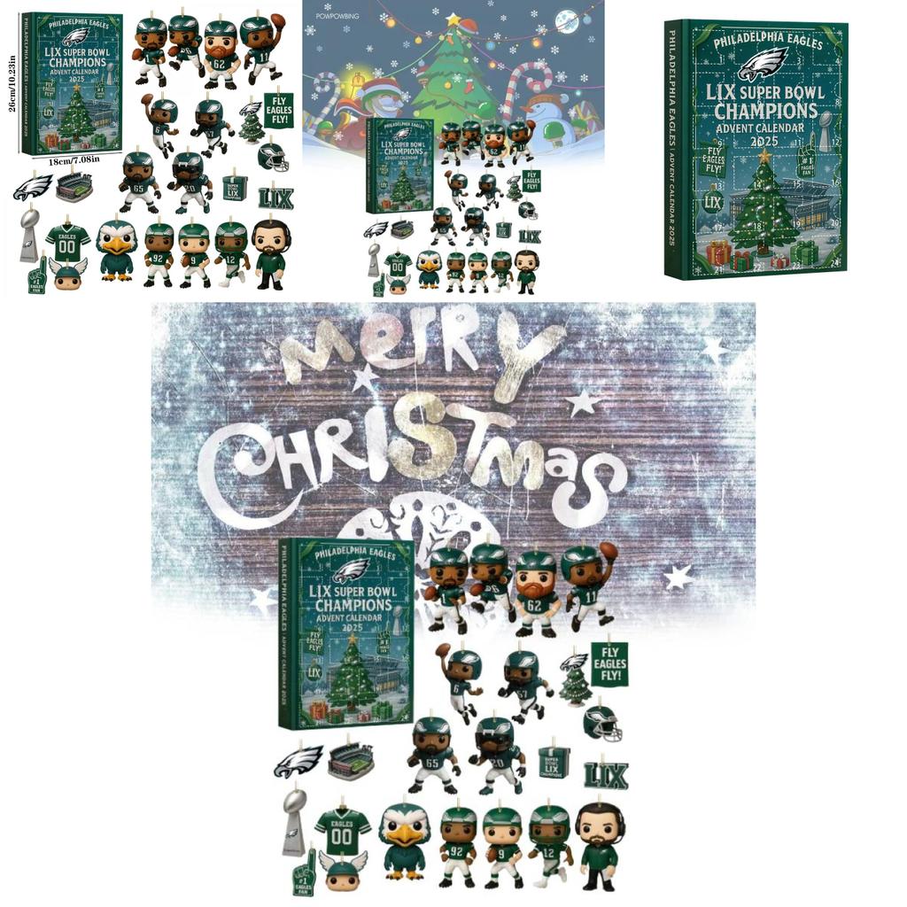 Рождественский календарь Philadelphia Eagles в формате «слепой коробки» с акриловыми украшениями для подарков на праздничную вечеринку