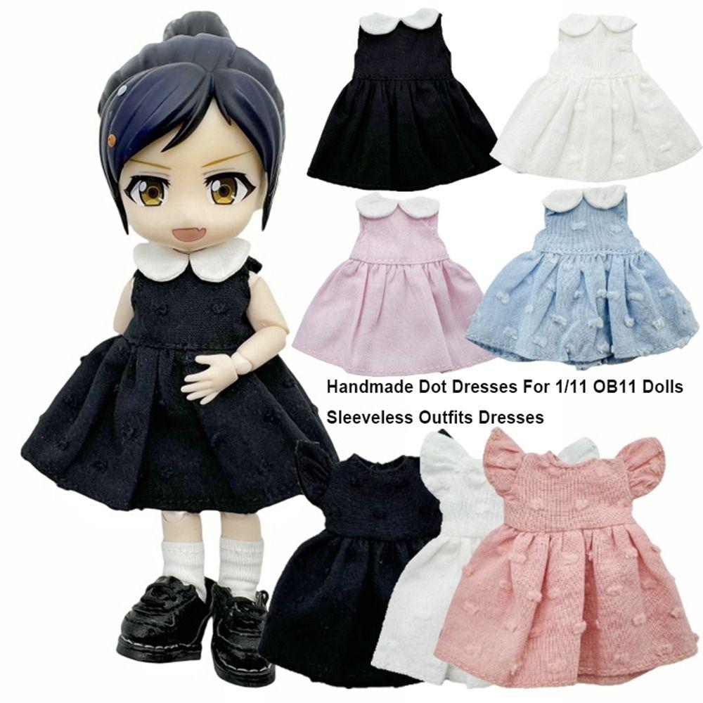 Fashion Doll Dot Dresses Accessories Tops Clothes Skirt for 1/11 OB11 Dolls/for 1/12 BJD