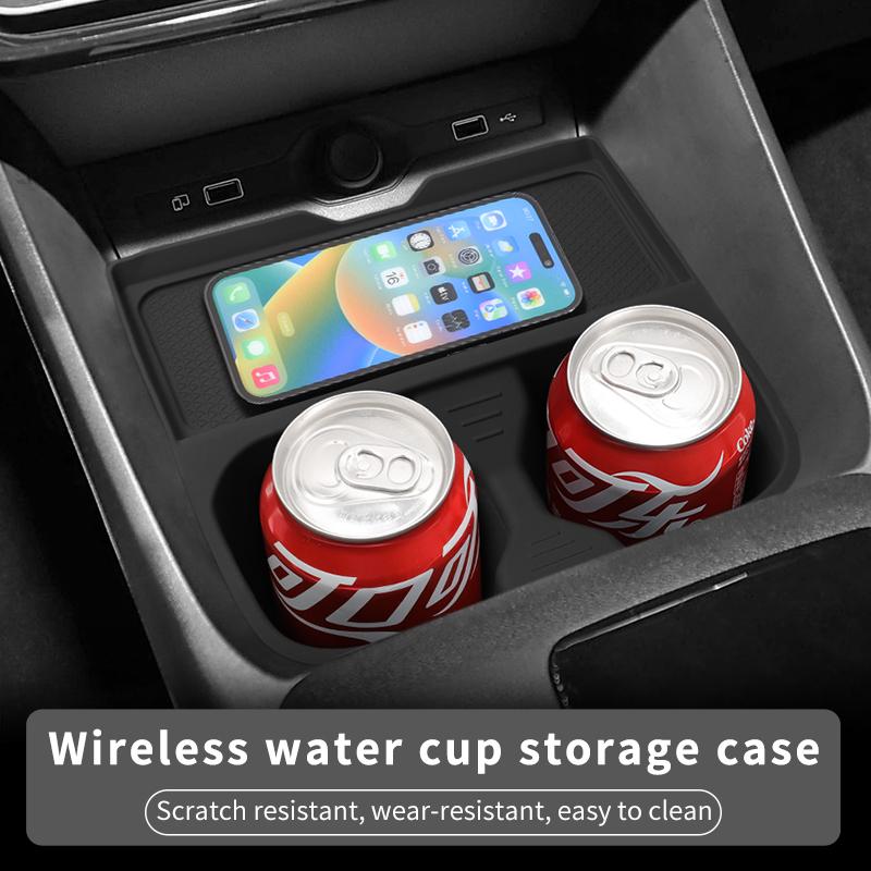 Smabee for MG3 MG 3 2023-2025 2 in 1 Cup Holder Wireless Charging Anti-slip Pad Organizer Protective Pad Silicone Accessories