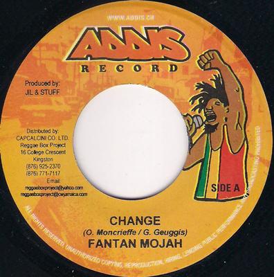 7-дюймовая пластинка FANTAN MOJAH - Change NONE Addis Records 2005 Ямайка Регги, Ска и Даб Б/У
