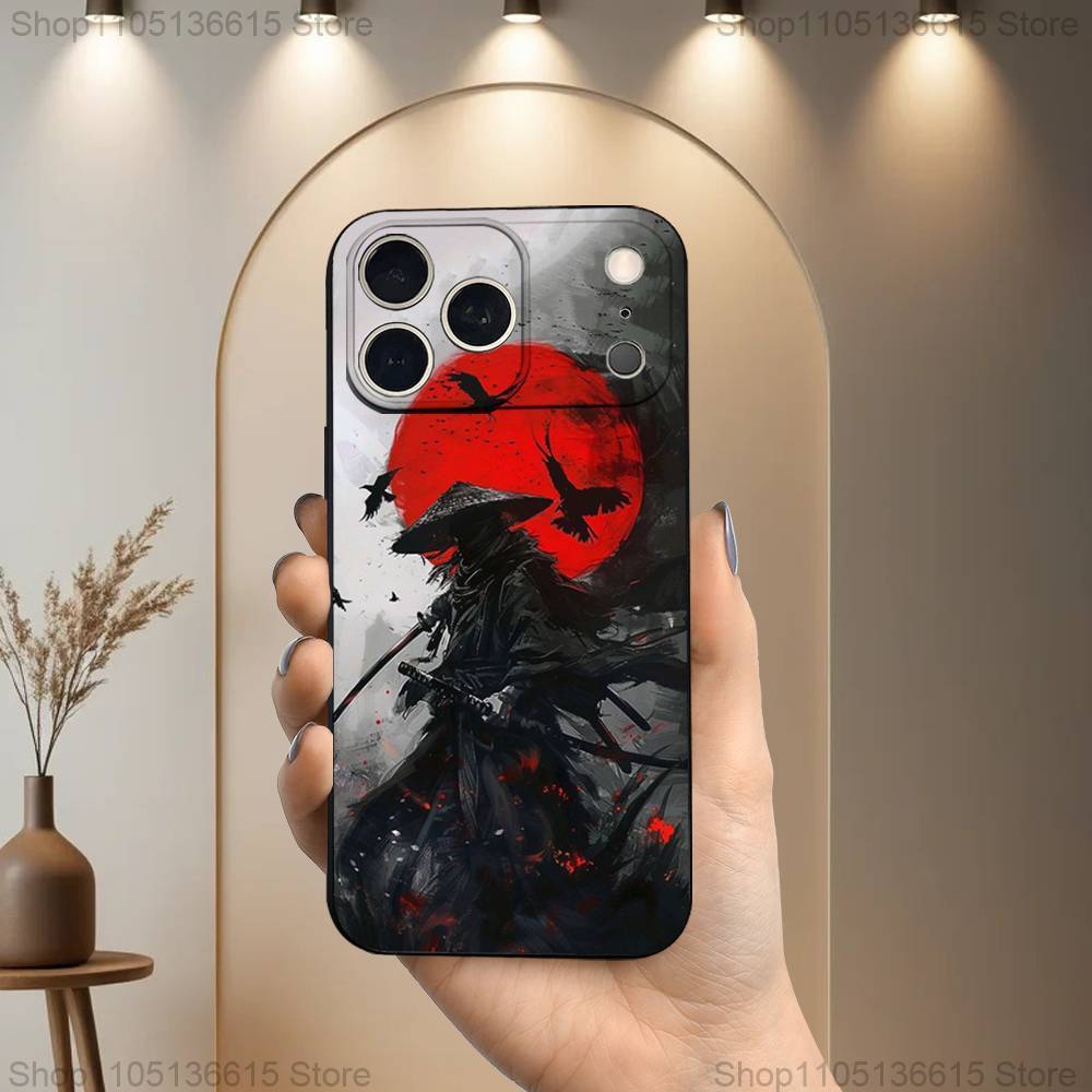 Чехол для телефона Самурайское искусство Бусидо Для iPhone 17,16,15,14,13,12,11 Plus,Pro Max,XS,X,XR,SE,Mini,8,7, Мягкий силиконовый Черный чехол