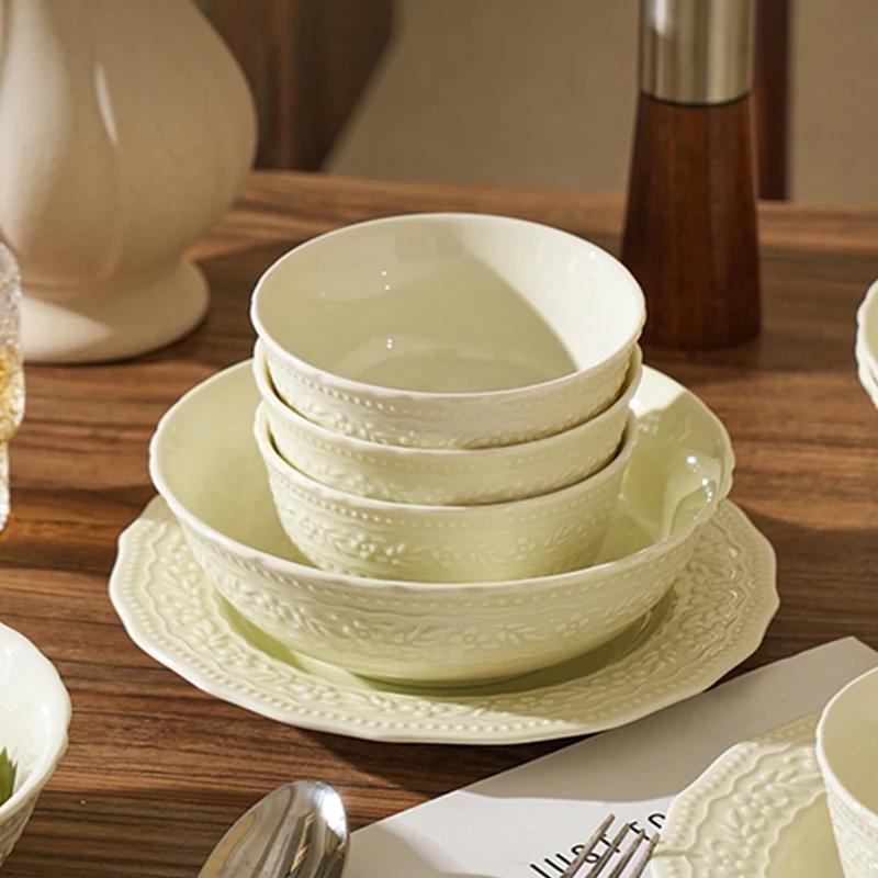 Exquisite Romantic Relief Dining Plate High End Hotel Restaurant Spaghetti Dining Plates Delicious Dishes Fish Plate Rice Bowls