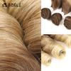 NOBLE 10-12 Inch Synthetic Hair Bundles Loose Wave Ombre Dark Brown to Honey Blonde Heat Resistant Weft Extensions for Women